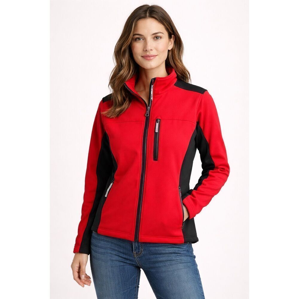 Marker Women’s M Red Black Softshell Fleece Lined Zip Jacket